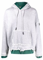 Palm Angels layered frayed-edge hoodie