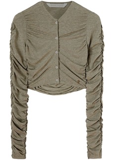 Palm Angels ruched Lurex cropped cardigan