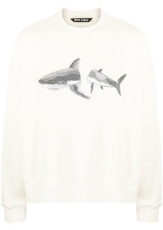 Palm Angels Shark-print crew-neck sweatshirt