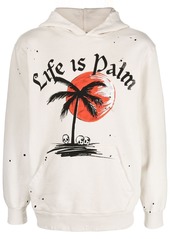 Palm Angels slogan-print paint splatter hoodie