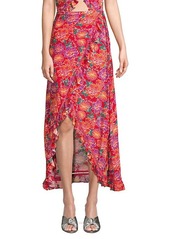 Paloma Blue Stevie Floral Silk-Blend Wrap Skirt