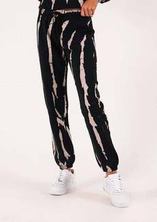 Pam & Gela Bleach Tie Dye Gym Sweatpants In Black/cream