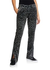 Pam & Gela Leopard-Print Side-Slit Track Pants