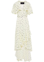 Paper London Woman Canyon Asymmetric Printed Satin-crepe Wrap Dress Pastel Yellow