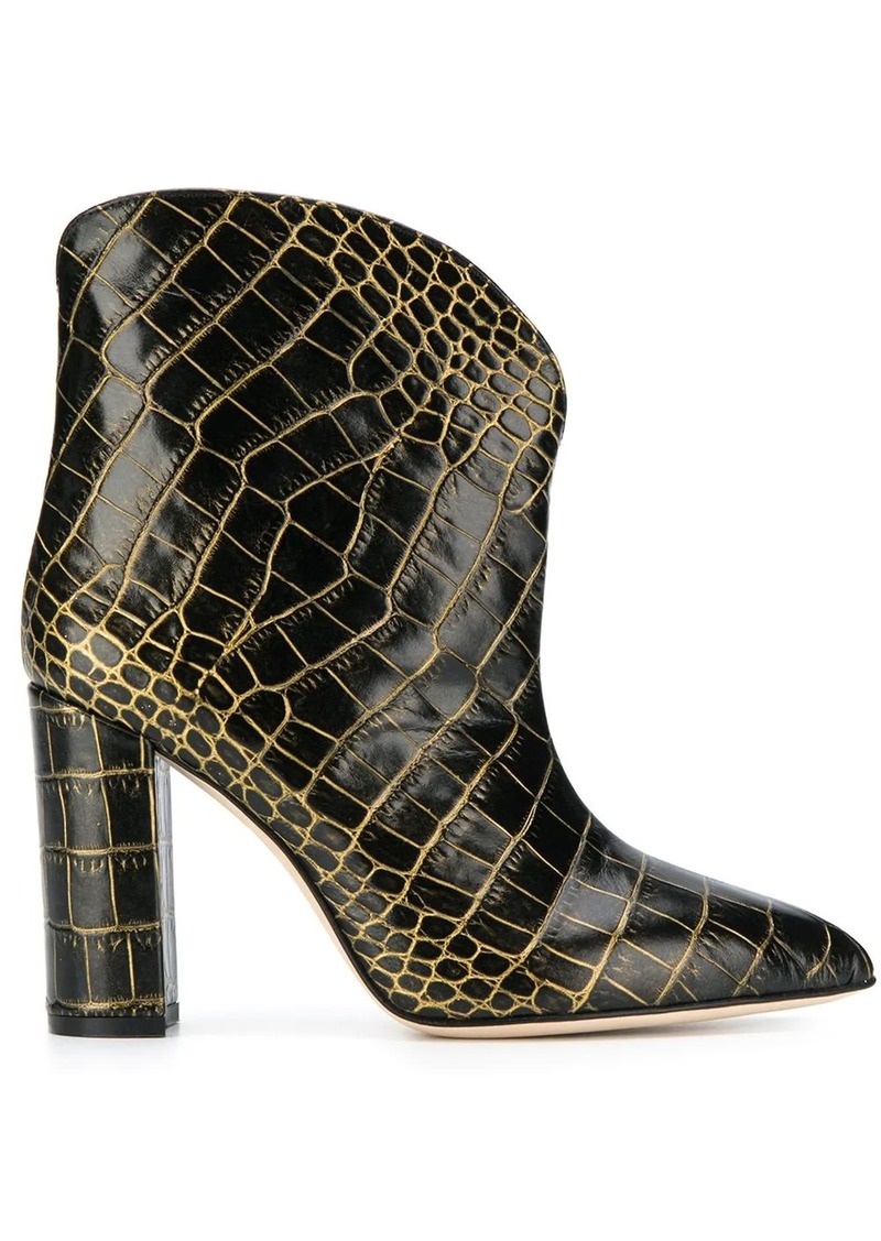 croc embossed ankle boots