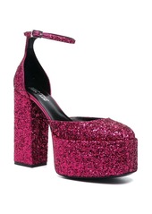 Paris Texas 140mm glitter-embellished platform pumps