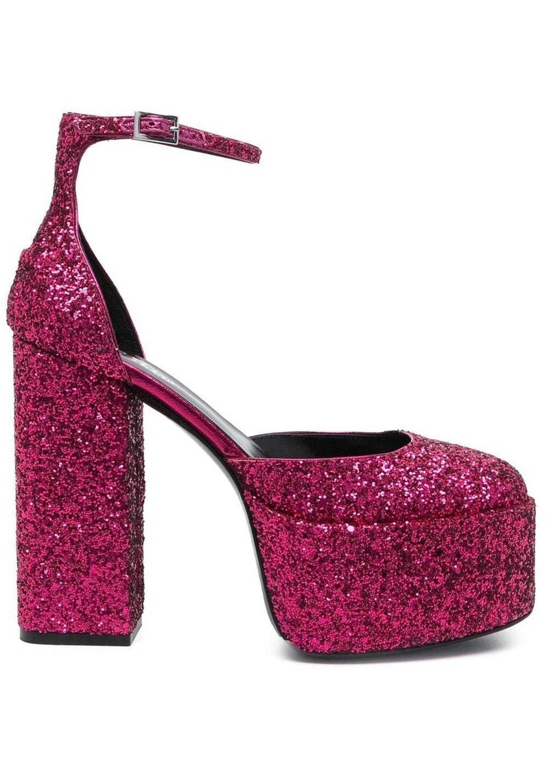 Paris Texas 140mm glitter-embellished platform pumps