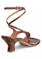 Paris Texas 55MM Python-Effect Leather Ankle-Wrap Sandals
