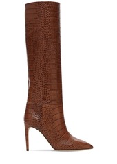 Paris Texas 85mm Croc Embossed Leather Tall Boots