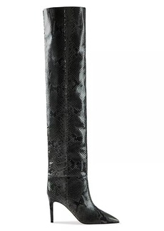 Paris Texas 85MM Snake-Embossed Leather Over-The-Knee Boots