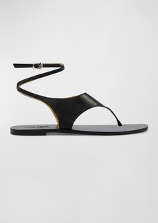Paris Texas Amalfi Leather Ankle-Strap Thong Sandals