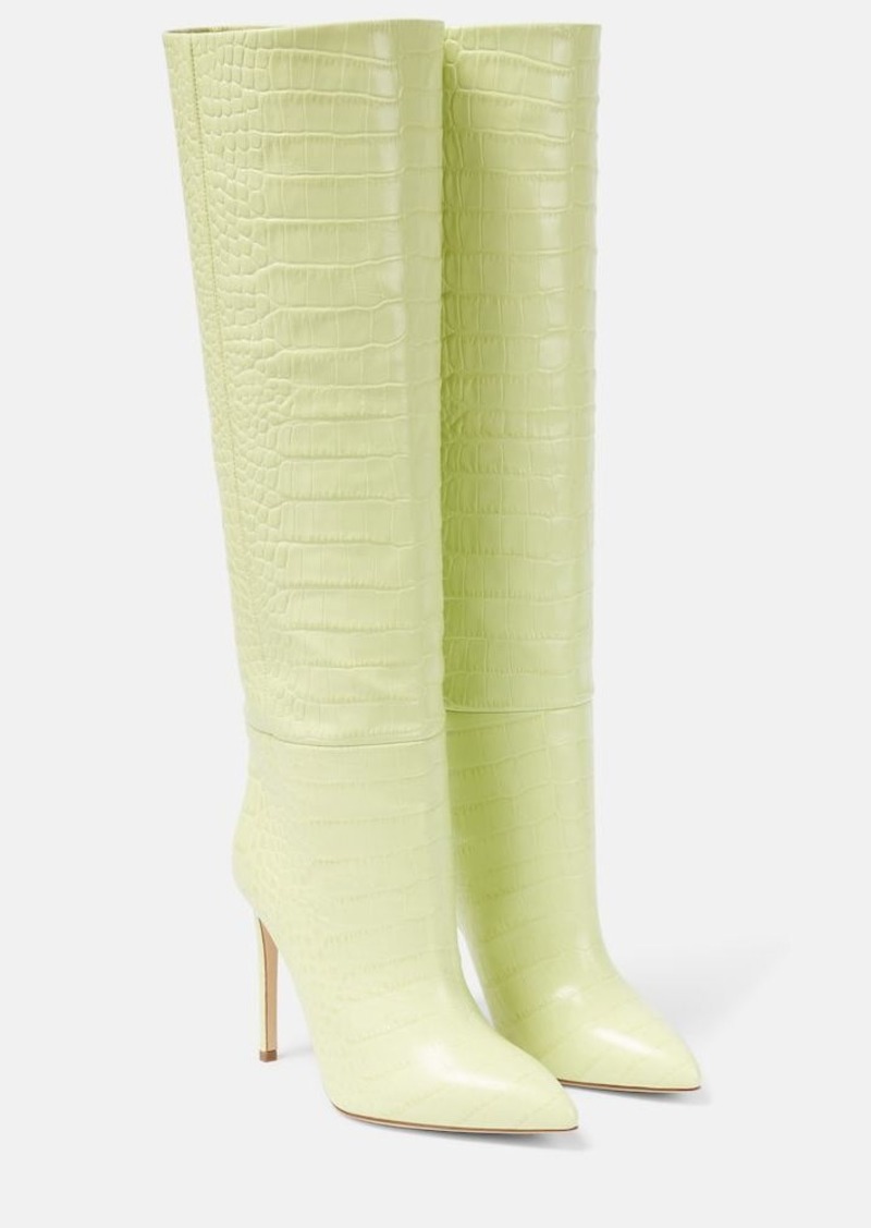 Paris Texas Croc-embossed leather knee-high boots