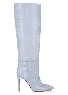 Paris Texas Croc-Embossed Leather Tall Stiletto-Heel Boots