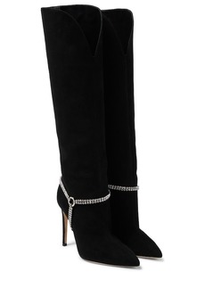 Paris Texas Embellished suede knee-high boots