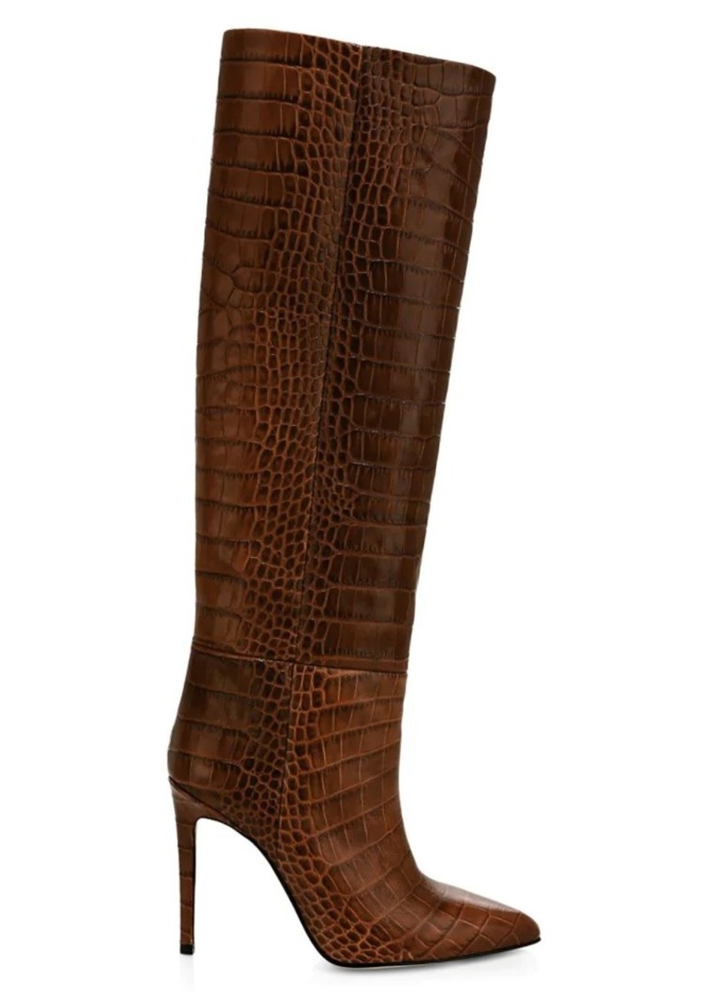 croc embossed leather boots