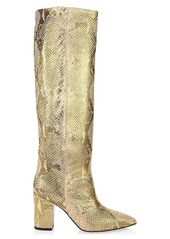Paris Texas Knee-High Metallic Python-Embossed Leather Boots