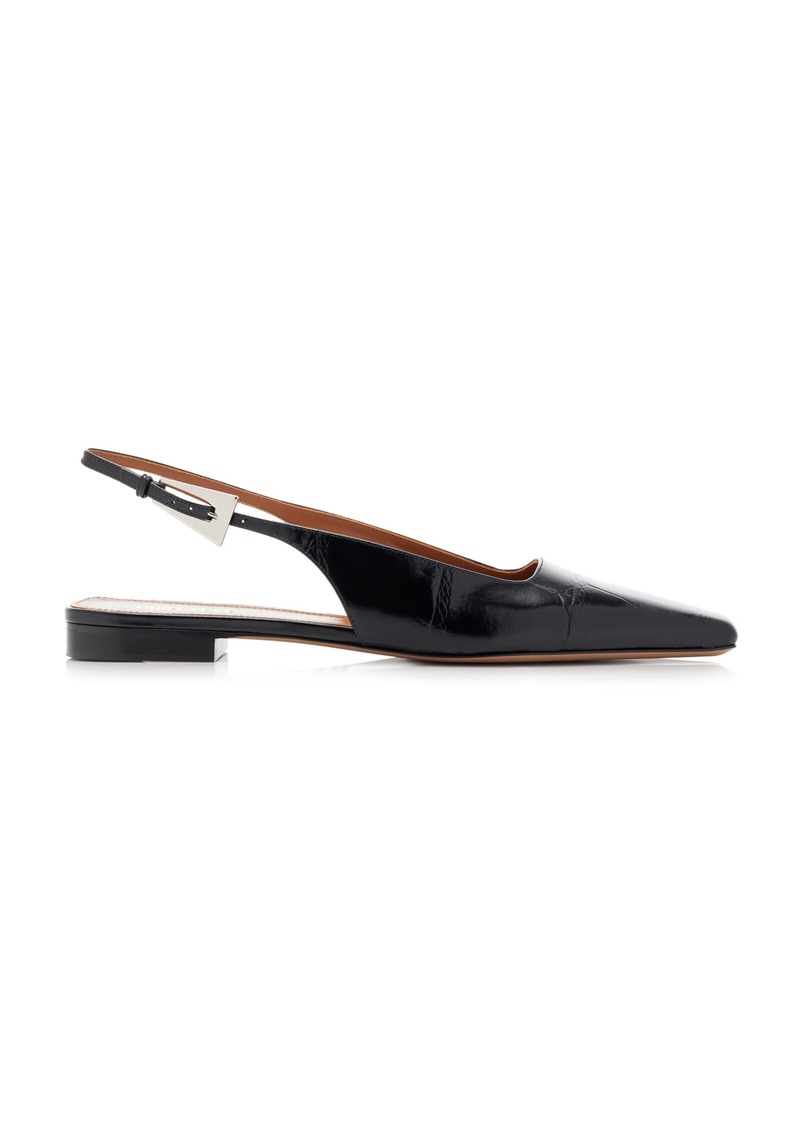 Paris Texas - Bettina Patent Leather Slingback Flats - Black - IT 39 - Moda Operandi