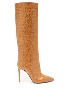 Paris Texas - Crocodile-effect Leather Knee-high Boots - Womens - Tan