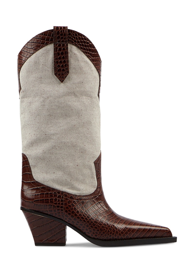 Paris Texas - Rosario Leather-Trimmed Canvas Western Boots - Brown - IT 41 - Moda Operandi