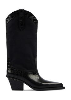 Paris Texas - Rosario Leather-Trimmed Canvas Western Boots - Black - IT 38 - Moda Operandi