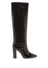 Paris Texas Knee-high crocodile-effect leather boots