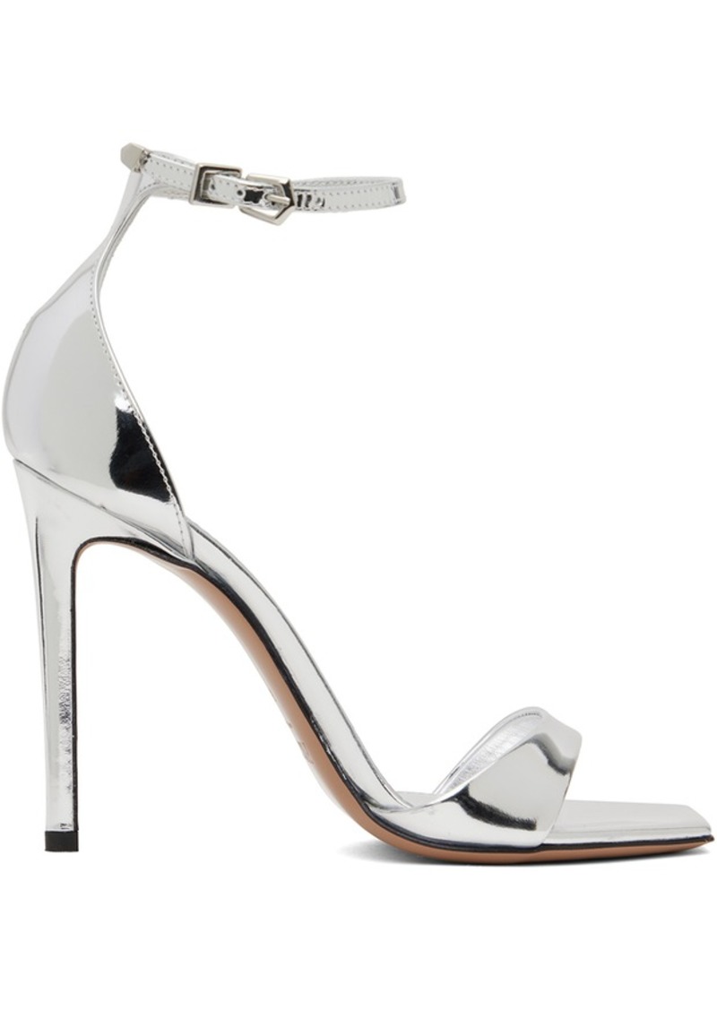 Paris Texas Silver Mirror Leather Stiletto Heeled Sandals