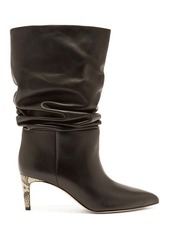 Paris Texas Slouchy python-effect leather ankle boots