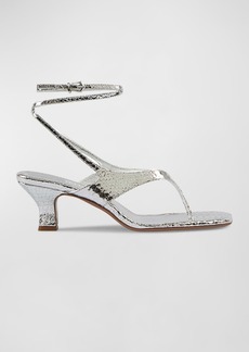 Paris Texas Portofino Metallic Ankle-Strap Thong Sandals