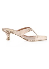 Paris Texas Python-Embossed Leather Thong Sandals
