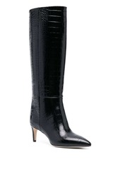 Paris Texas Stiletto 80mm crocodile-effect leather boots