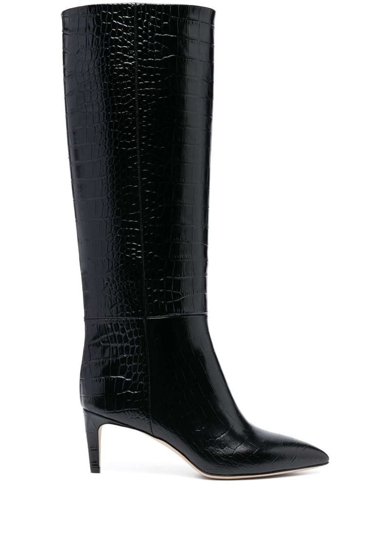 Paris Texas Stiletto 80mm crocodile-effect leather boots