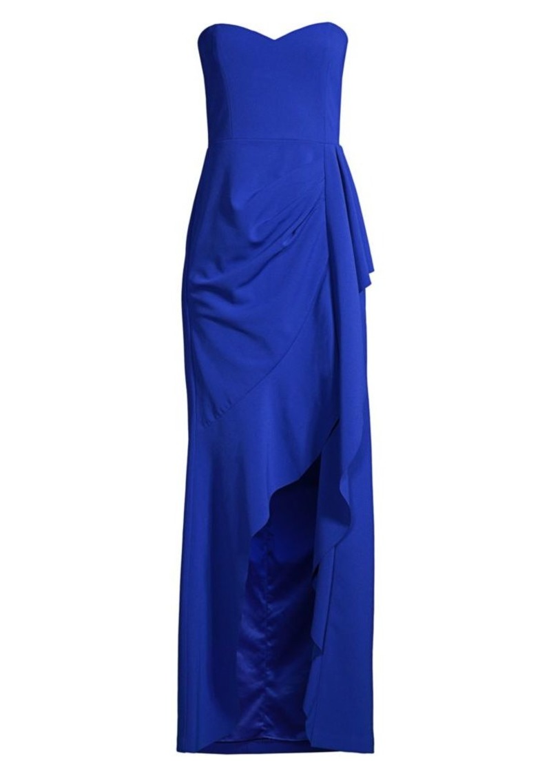 strapless crepe gown