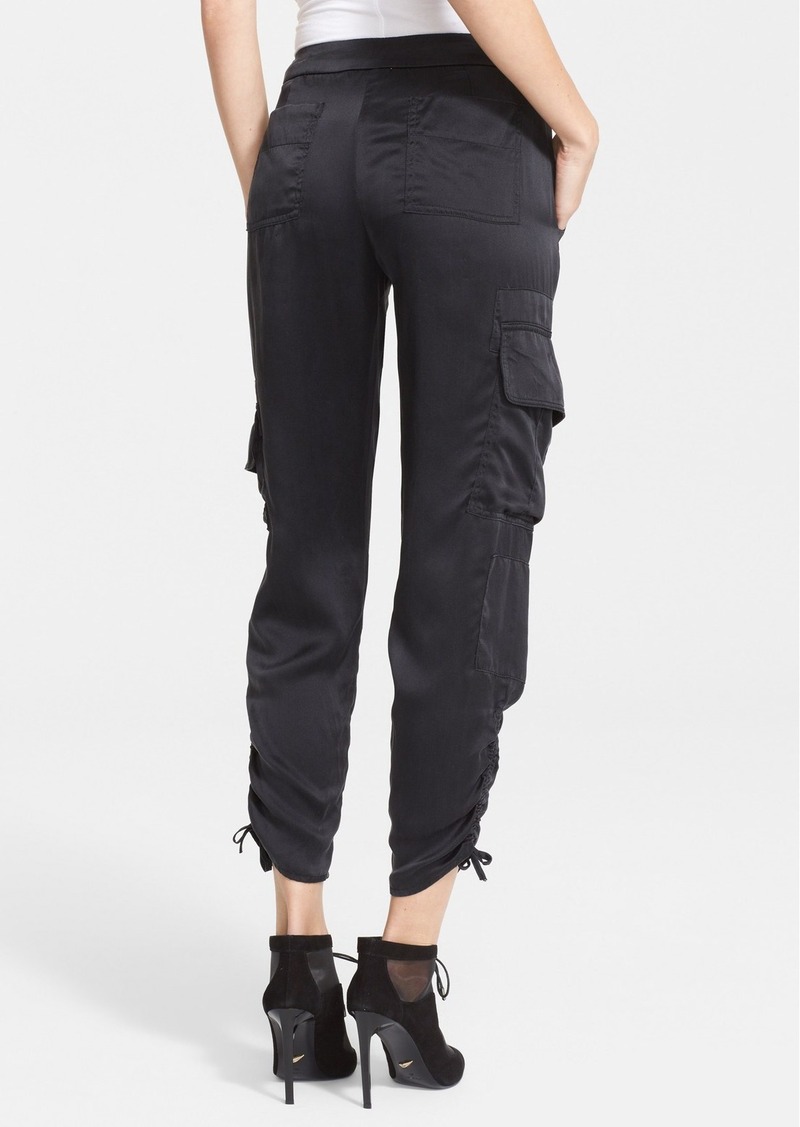 black silk cargo pants