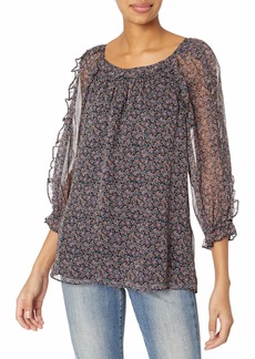 Parker Women's Chiffon Blouse with Delicate Ruffles Trimming The Neckline  S