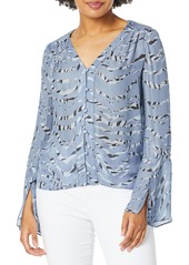 Parker Women's Oriana Button Front Flare Sleeve Blouse
