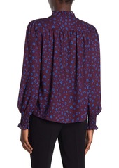 Parker Printed Smocked Cuff Button Front Blouse