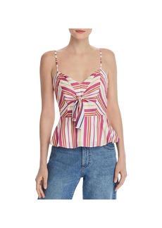 Parker Whitney Womens Striped Tie-Front Peplum Top