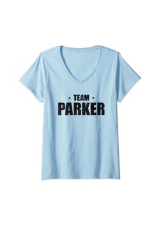 Womens Funny Parker Vacation Family Lastname Christmas Support V-Neck T-Shirt