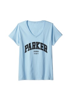 Womens Parker Colorado CO Athletic Throwback Souvenir V-Neck T-Shirt
