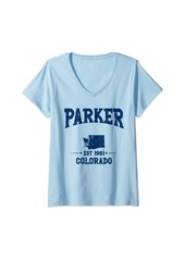 Womens Parker Colorado CO Classic Navy Athletic Men Women V-Neck T-Shirt