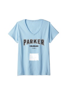 Womens Parker Colorado CO Throwback Athletic Men Women V-Neck T-Shirt
