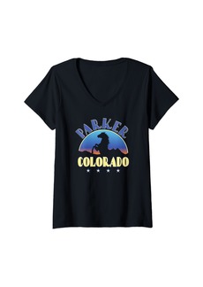 Womens Parker Colorado CO Wild Horse V-Neck T-Shirt