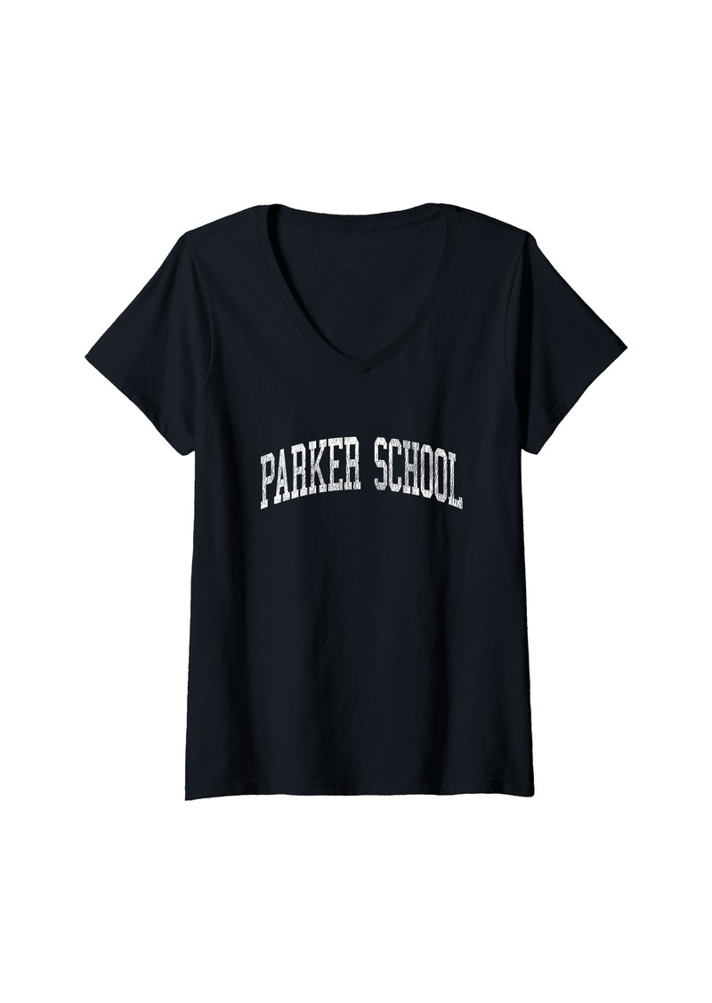 Womens Parker School Montana MT Vintage Athletic Sports Design V-Neck T-Shirt