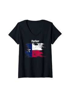 Womens Parker Texas Classic Design Graphic Novelty V-Neck T-Shirt