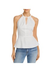 Parker Womens Peplum Keyhole Halter Top