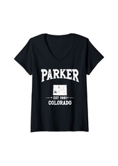 Womens Retro Parker Colorado CO Vintage Athletic Men Women V-Neck T-Shirt