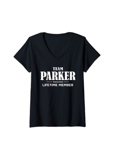 Womens Team PARKER Lifetime Member PARKER Family V-Neck T-Shirt