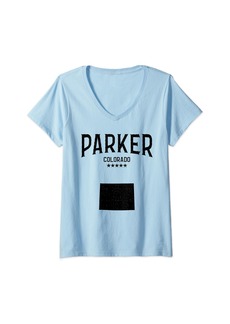 Womens Throwback Parker Colorado CO Classic Sport V-Neck T-Shirt