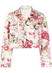 P.A.R.O.S.H. denim cropped floral print jacket