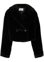 P.A.R.O.S.H. double-breasted cropped faux-fur jacket